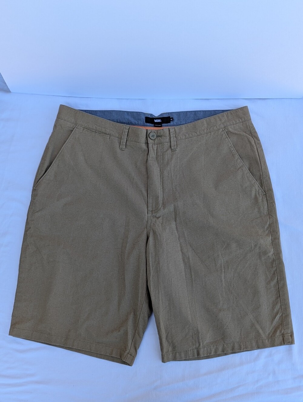 Vans Shorts Mens 38 Brown Khaki Chinos Casual Flat Front Skate